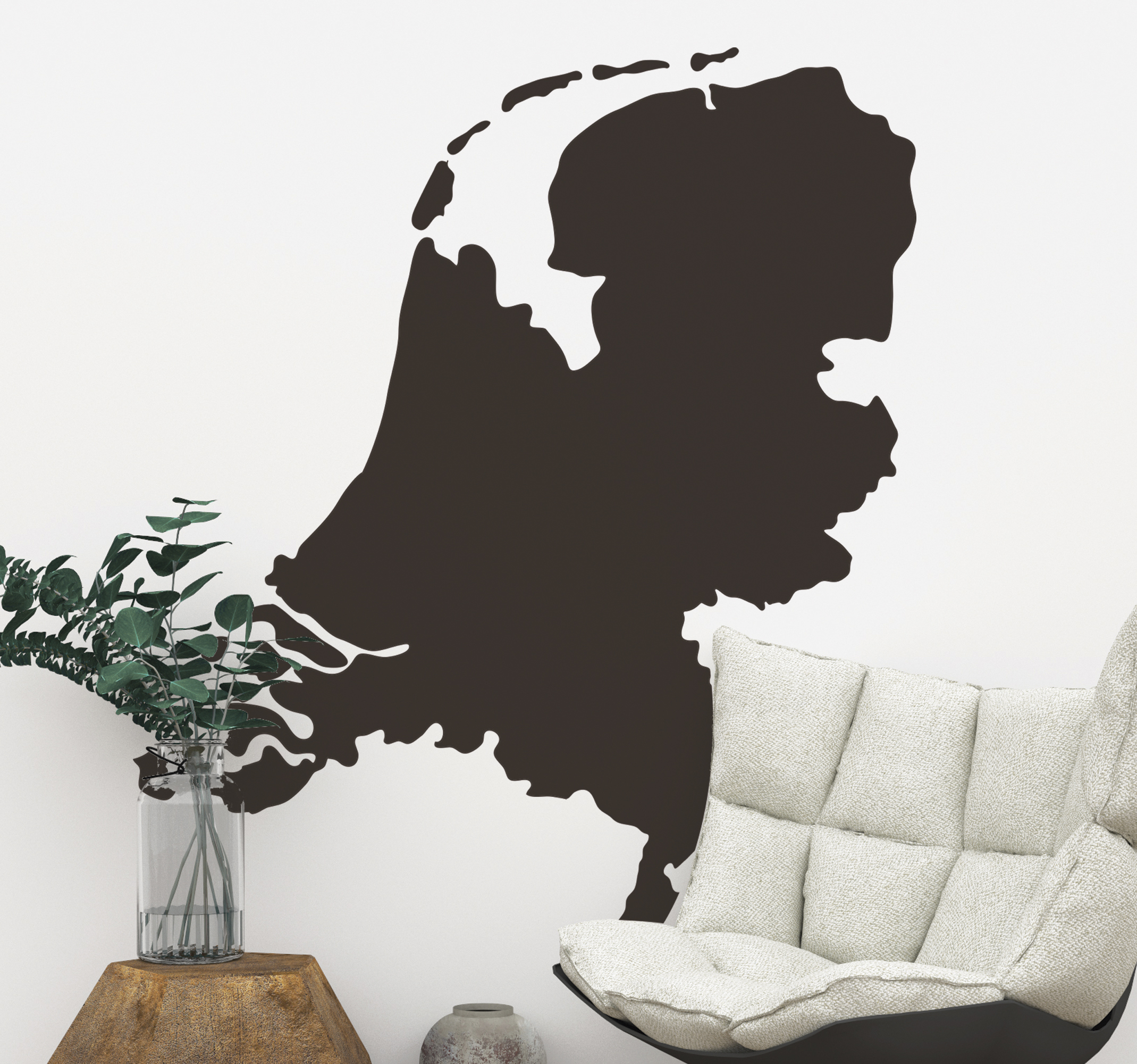 Tenstickers Muursticker wereldkaart Nederland uitgesneden