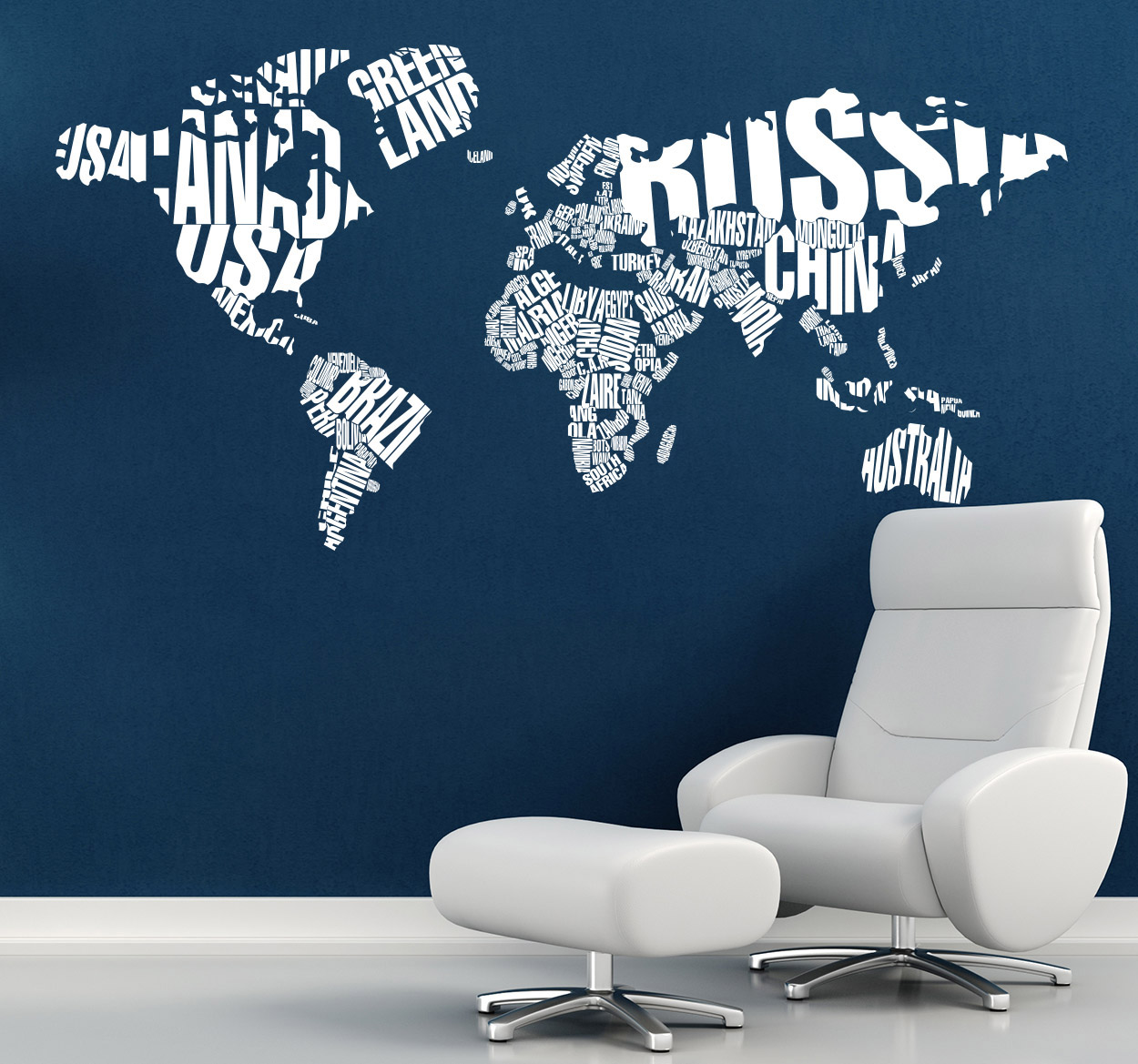 Tenstickers Sticker Wereldkaart Namen
