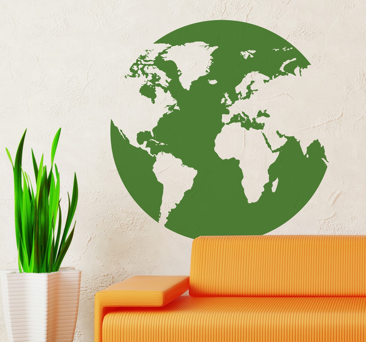 Tenstickers Muursticker wereldkaart bol groen