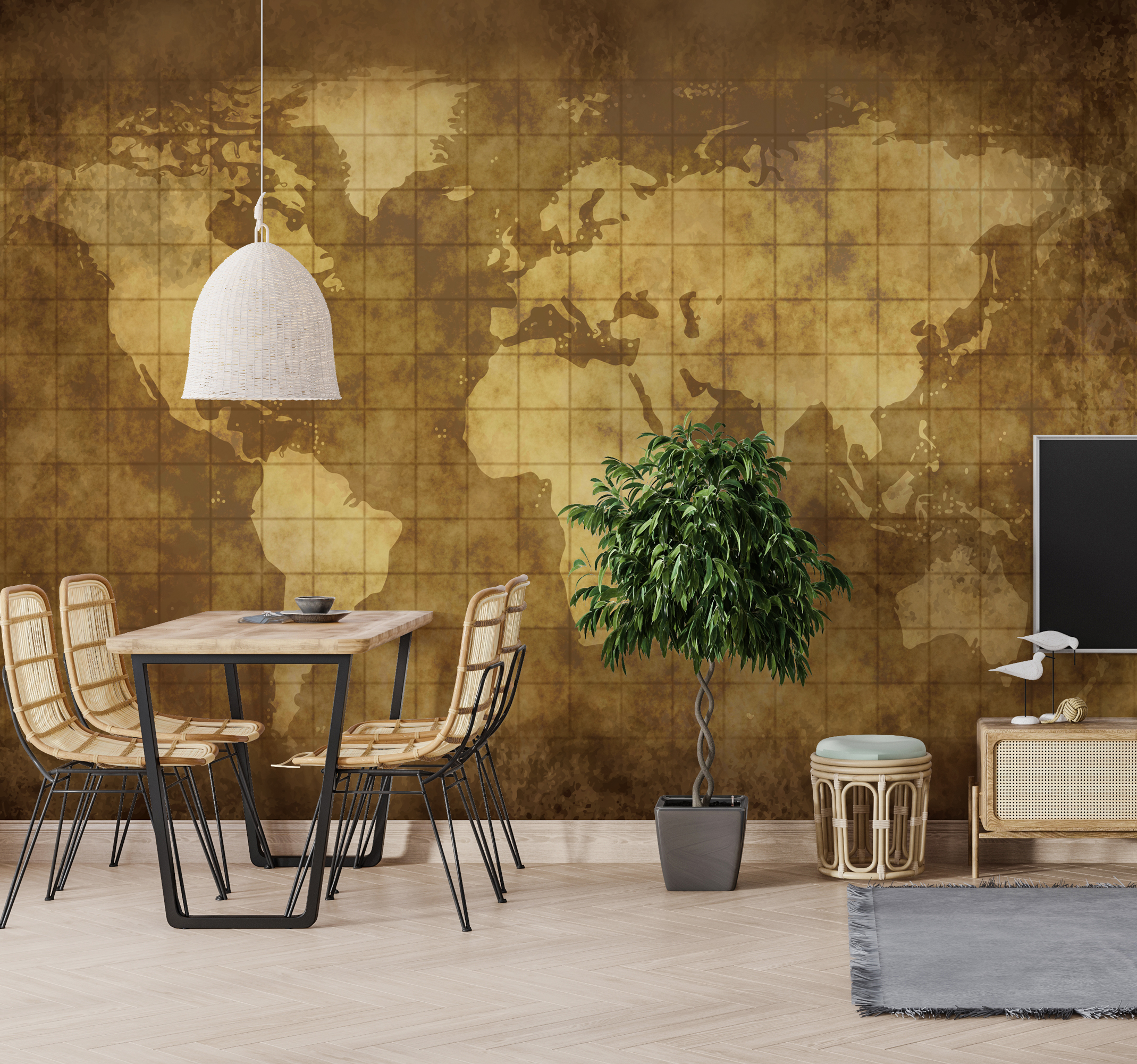 Tenstickers Fotobehang vintage wereldkaart voor kinderen