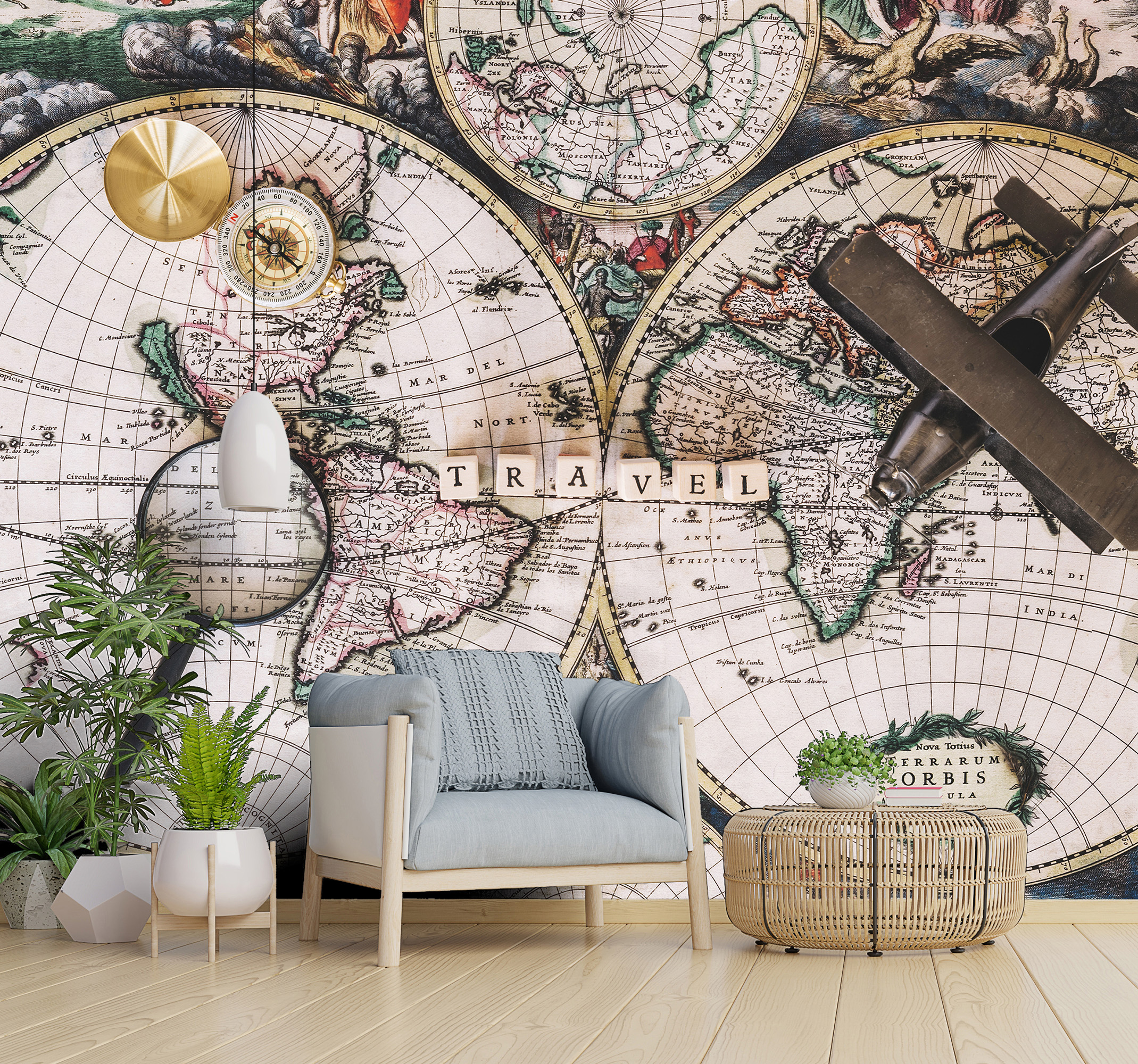 Tenstickers Wereldkaart vintage fotobehang