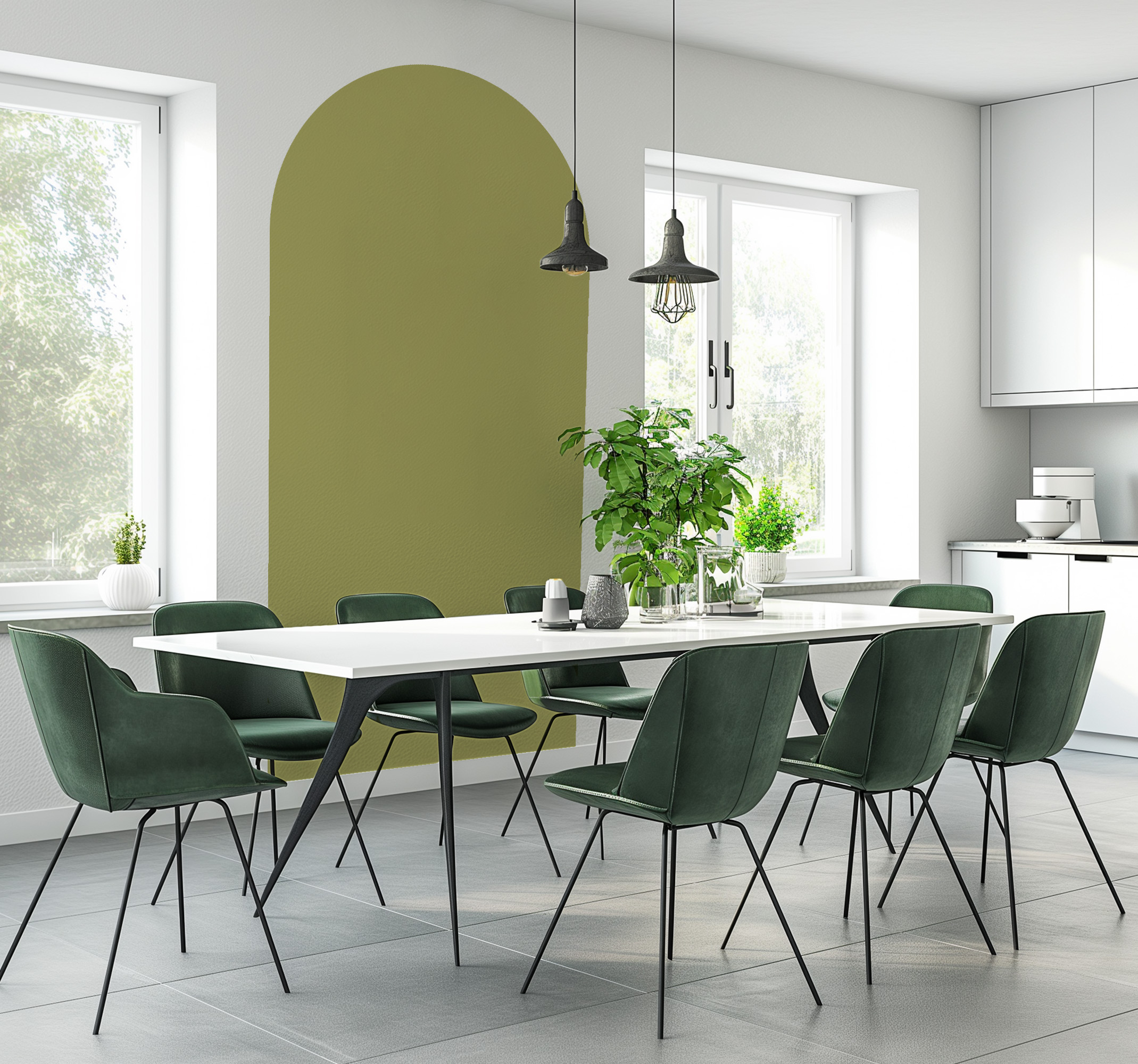 Tenstickers Groene boog Muursticker eetkamer
