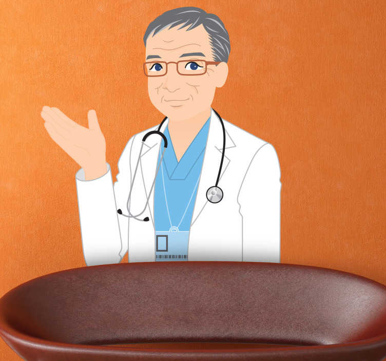 Tenstickers Muursticker Zwaaiende Dokter