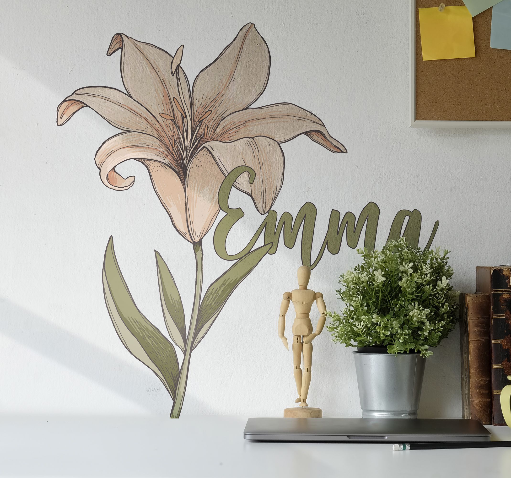 Tenstickers Bloemen muursticker van de plantkundebloem douane