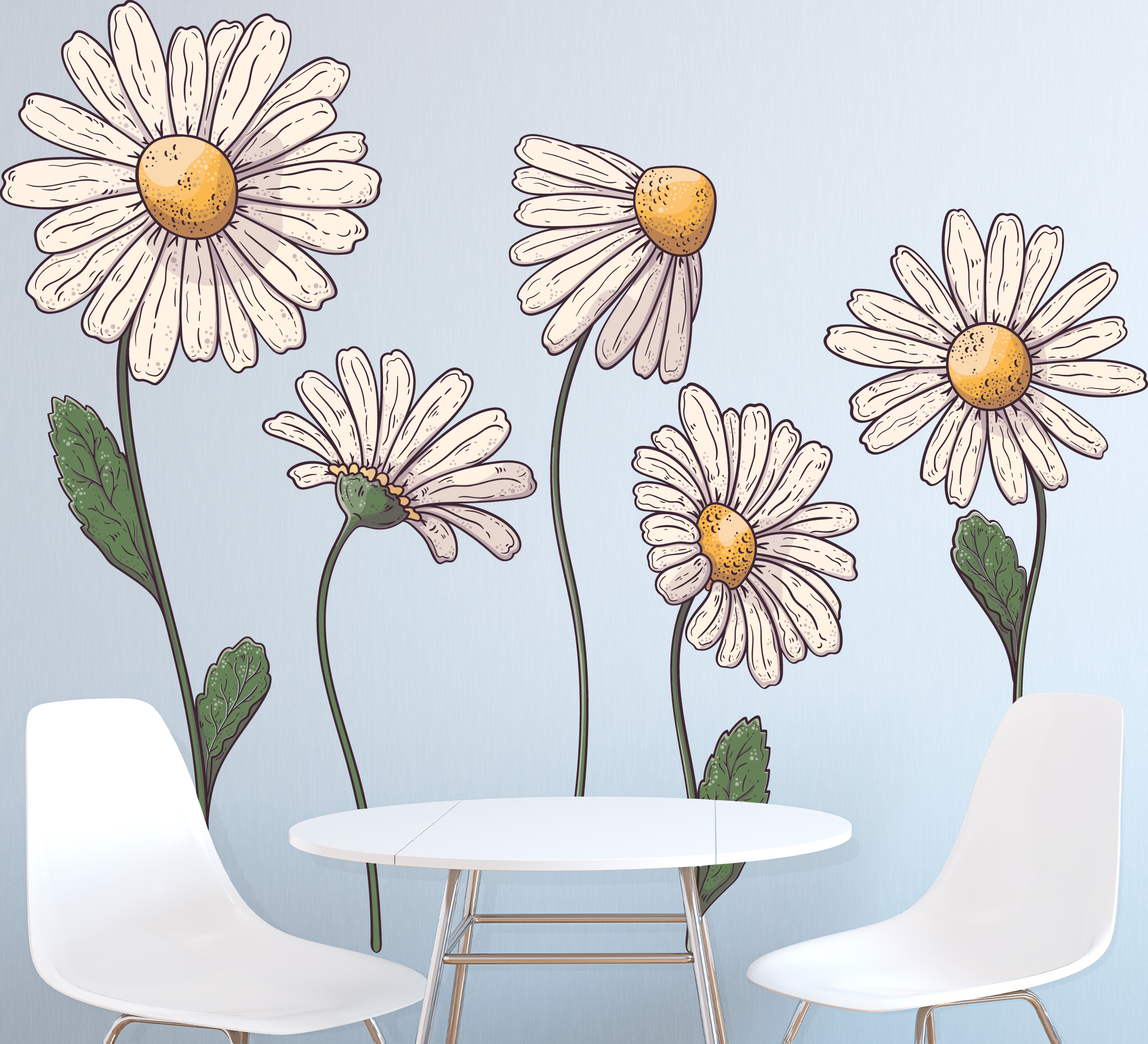 Tenstickers Bloemen stickers Madeliefjebloemen
