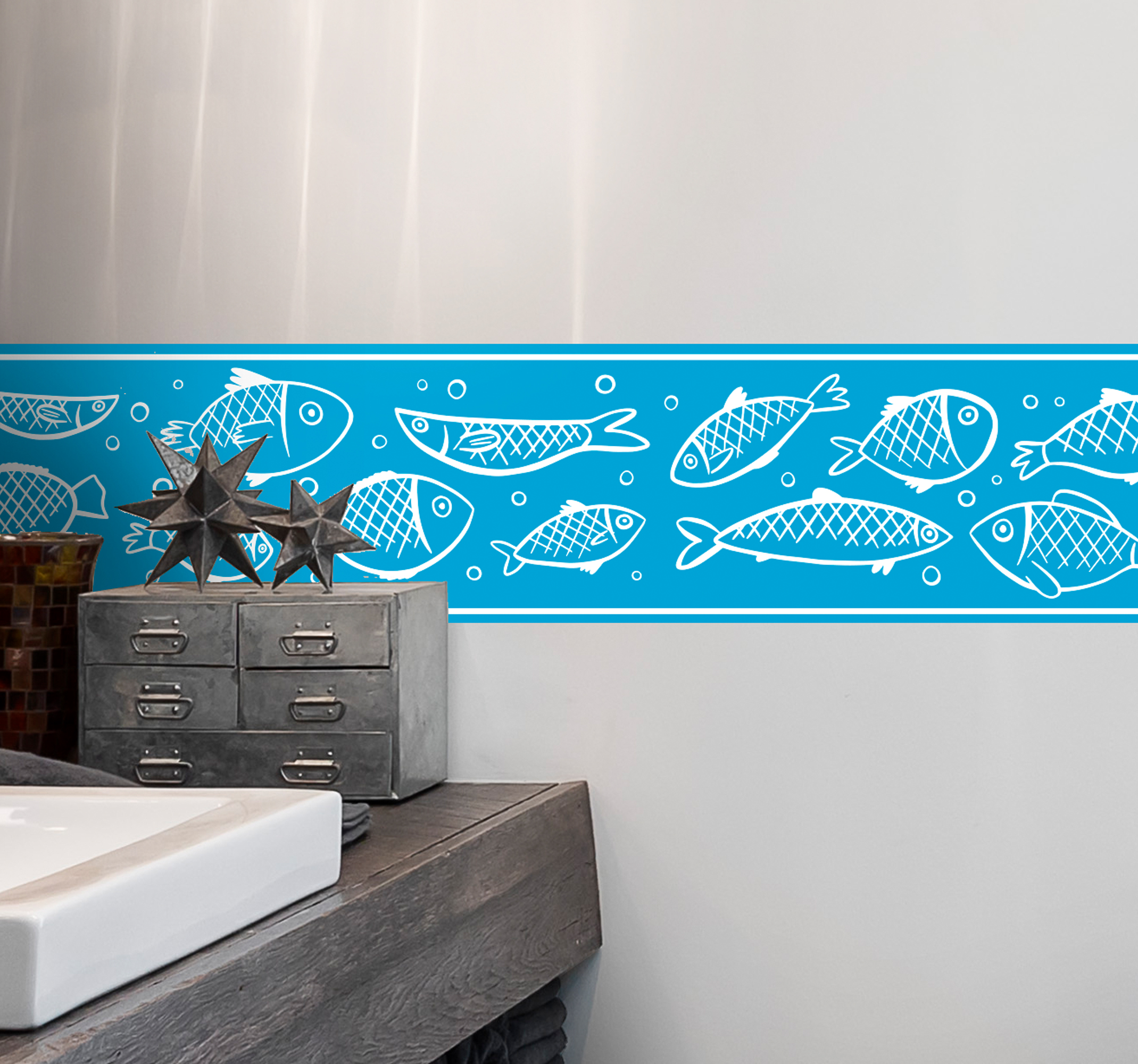 Tenstickers Badkamer muursticker sierrand vissen