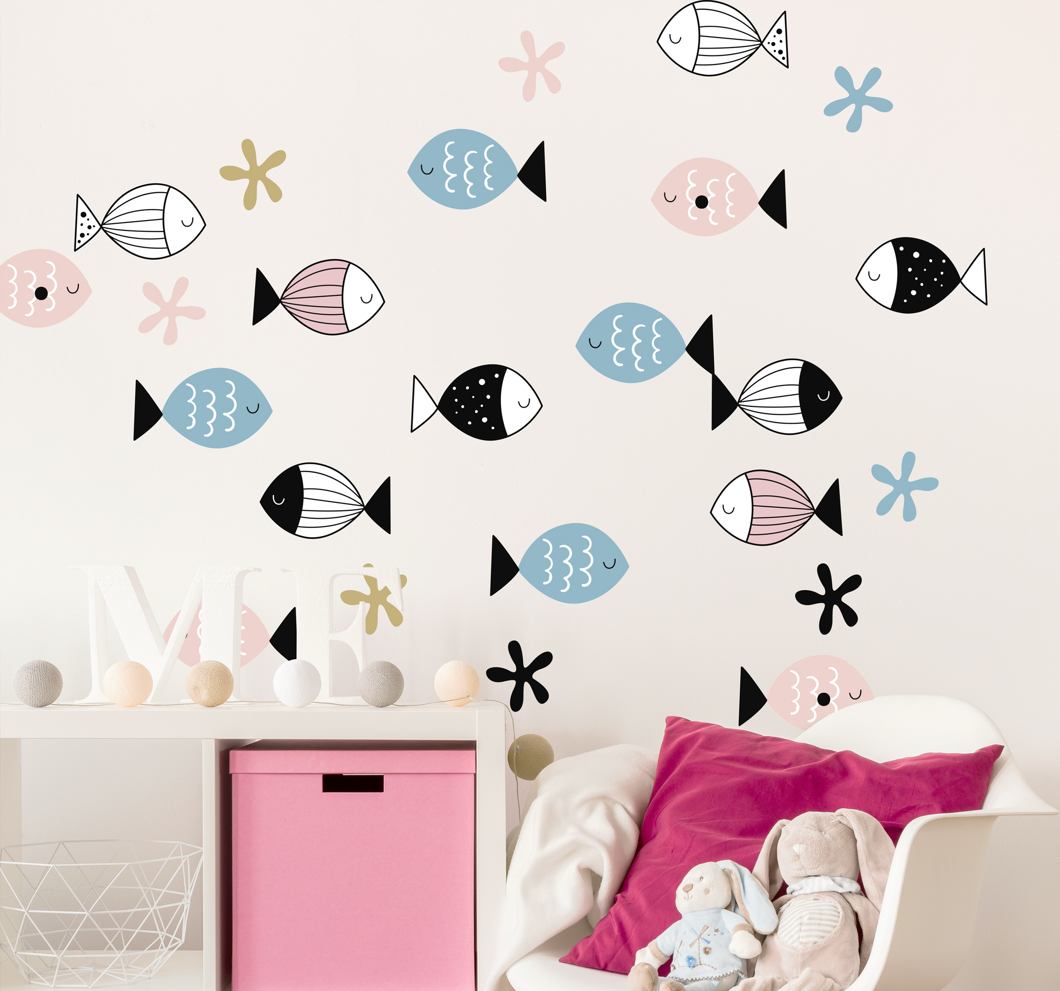Tenstickers Muursticker kinderkamer met dieren vissen