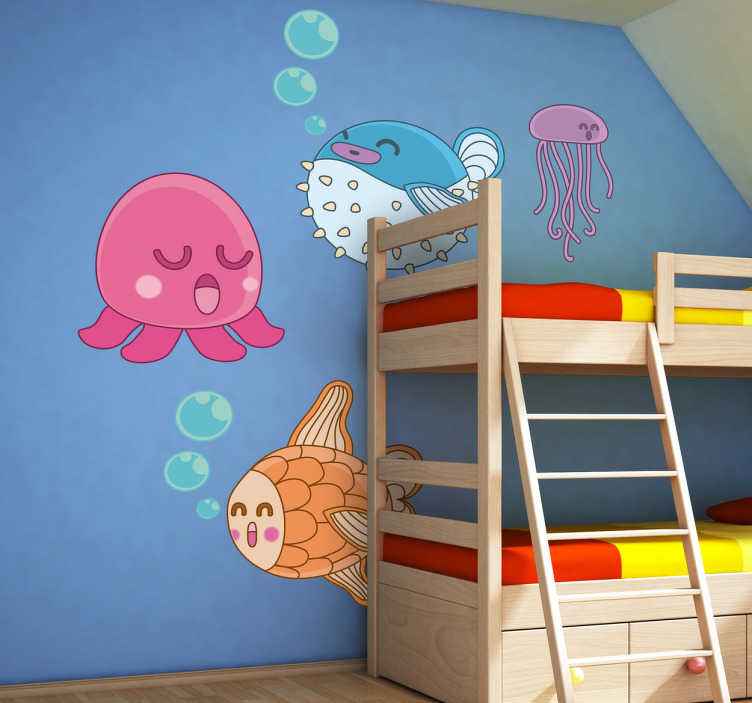 Tenstickers Sticker kinderkamer zeedieren vissen
