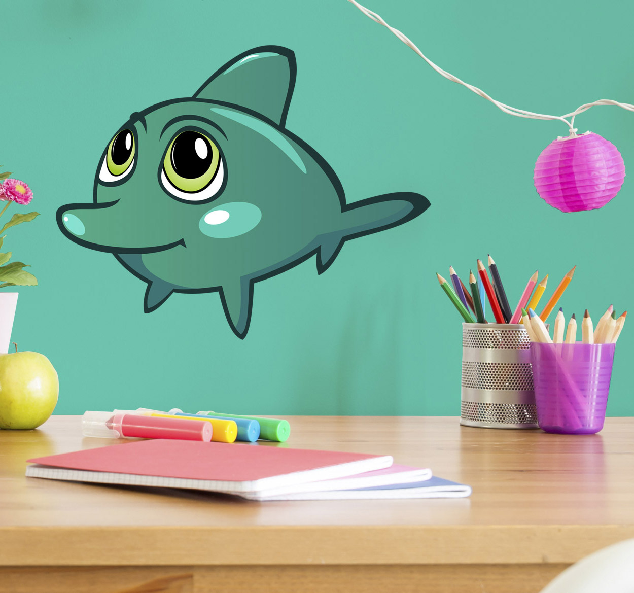 Tenstickers Muursticker lieve baby dolfijn