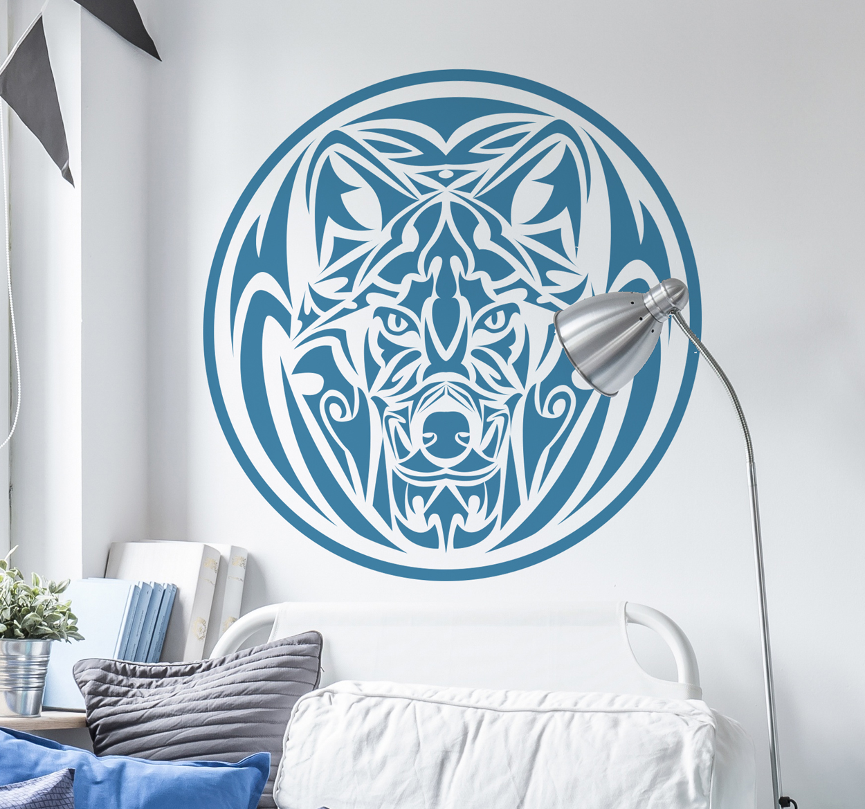 Tenstickers Muursticker wolf tribal