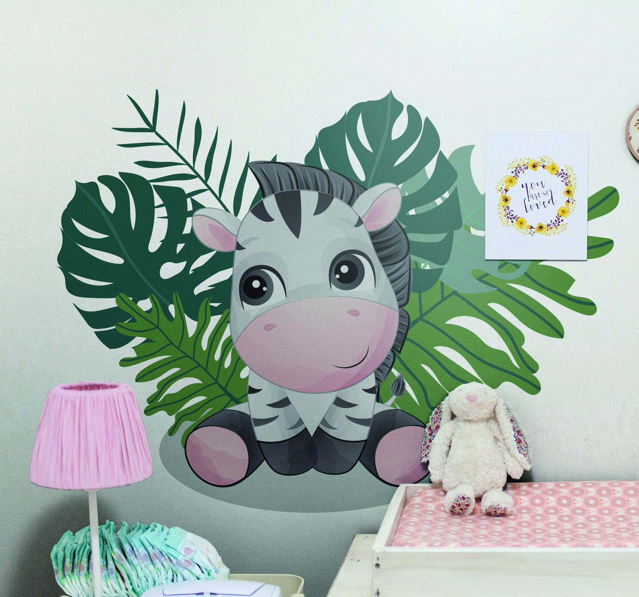 Tenstickers Muurstickers zebra en bladeren