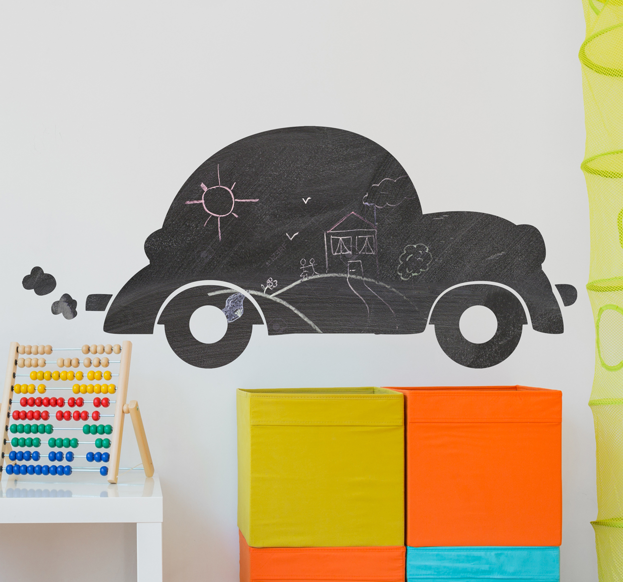 Tenstickers Muursticker krijtbord auto