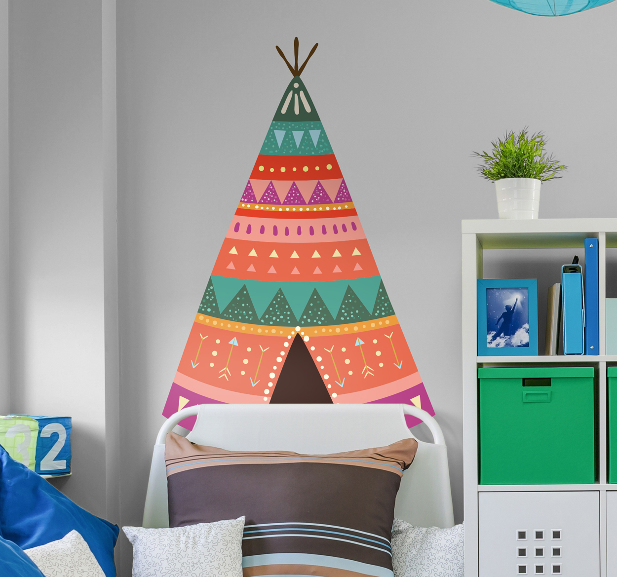 Tenstickers Muursticker hoofdeinde bed tipi tent kind