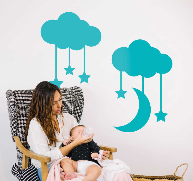 Tenstickers Muursticker kinderkamer sterren en maan