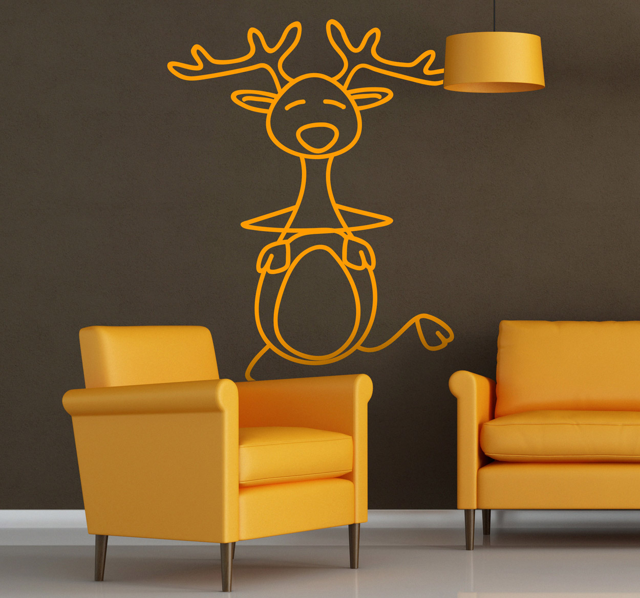 Tenstickers Sticker tekening eland kerst