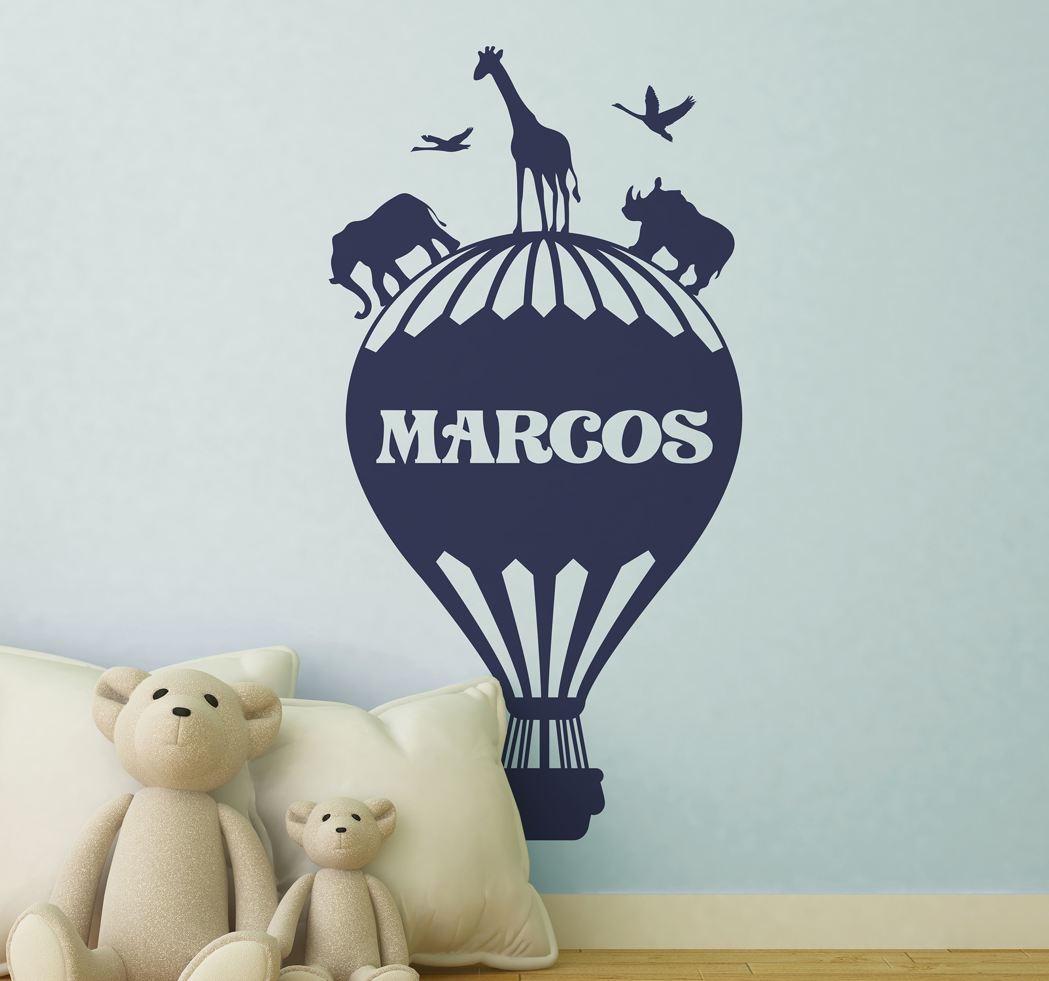 Tenstickers Muurstickers kinderkamer Ballon met de naam jungle dieren