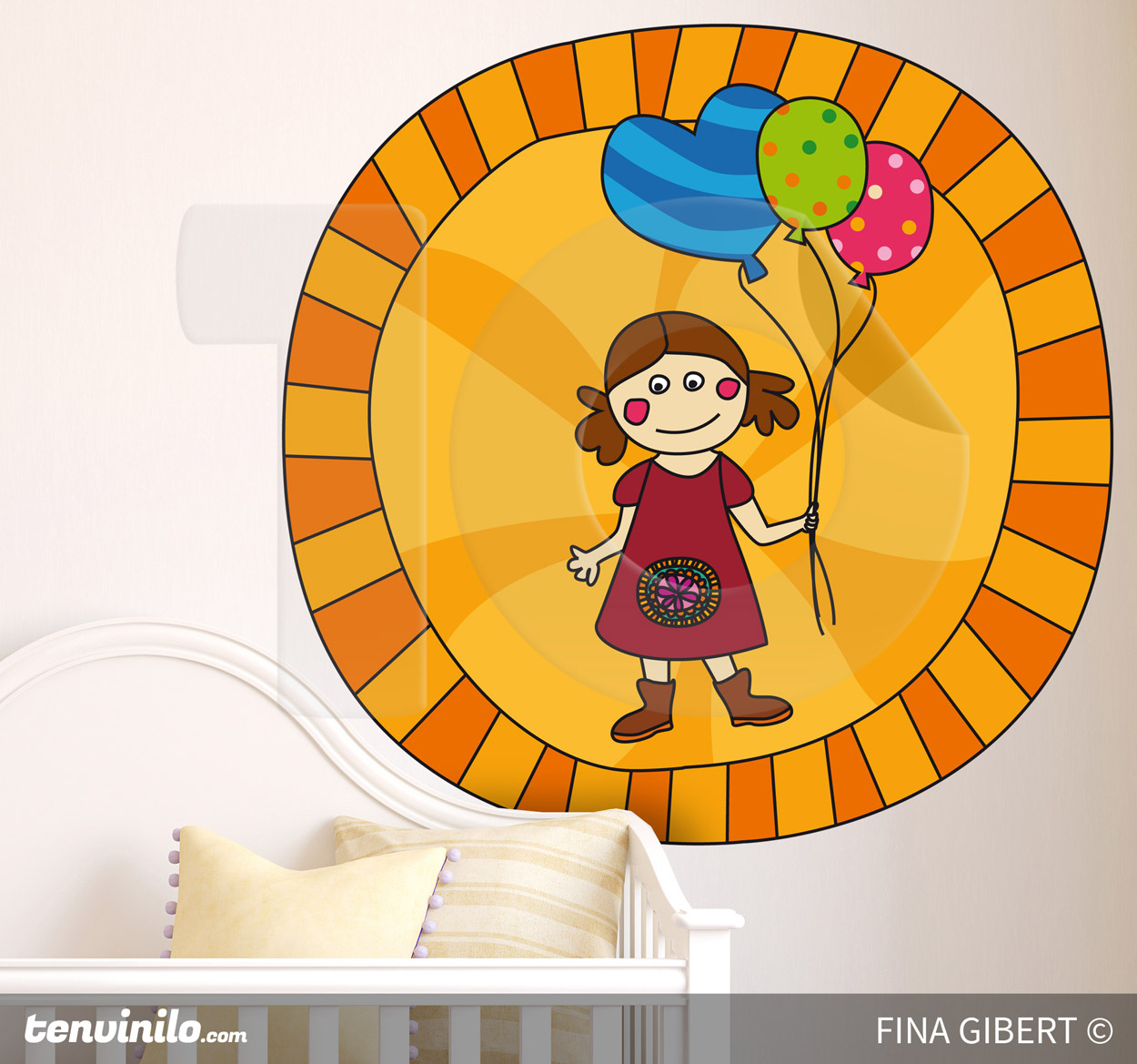 Tenstickers Kinderen meisje ballon sticker