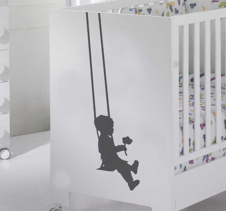 Tenstickers Sticker kinderkamer jongen schommel bloem