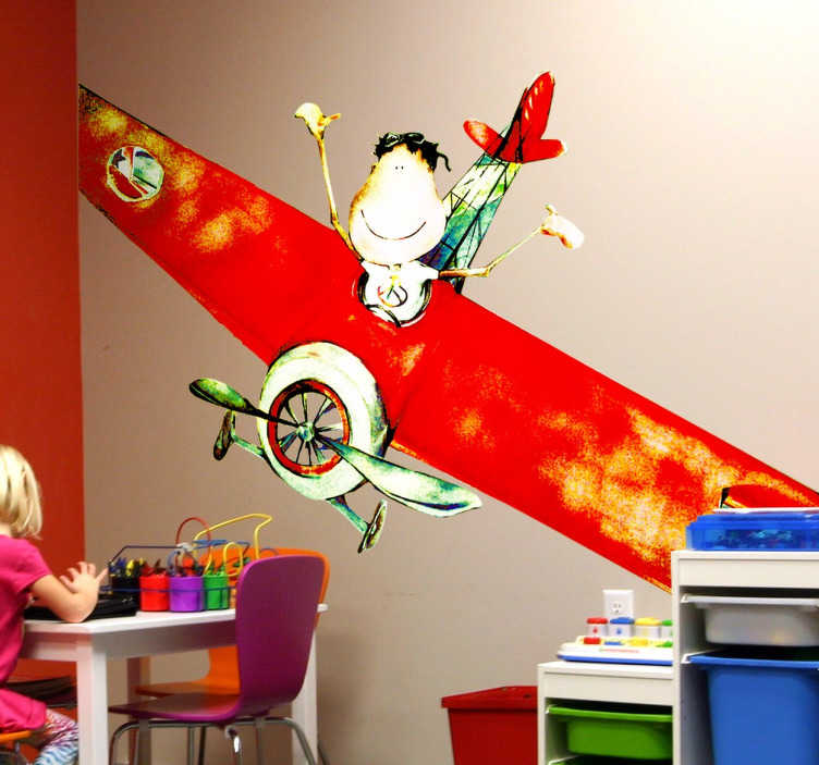 Tenstickers Kinderen jongetje in vliegtuig sticker