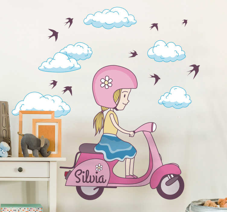 Tenstickers Meisje op Scooter Kindersticker