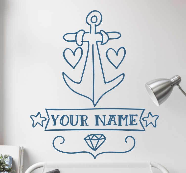 Tenstickers Muursticker Anker met jou naam!
