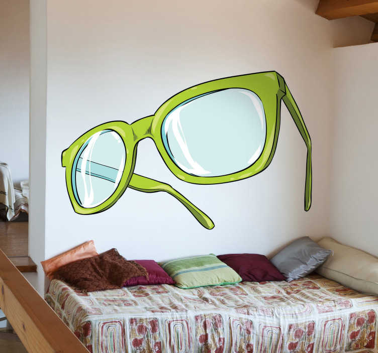 Tenstickers Sticker groene bril