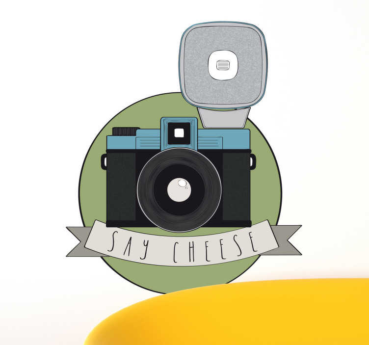 Tenstickers Muursticker camera Say Cheese