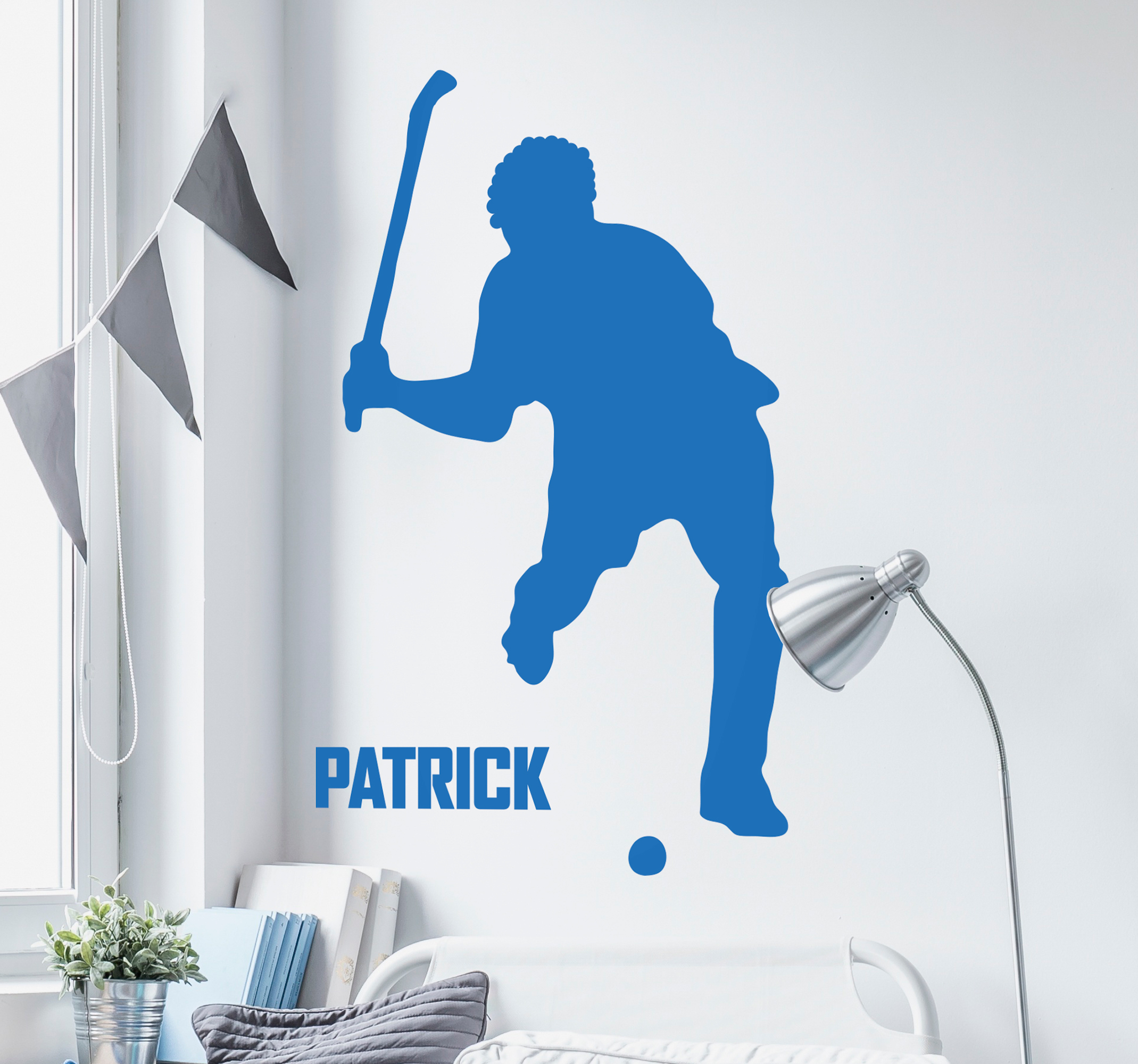 Tenstickers Sticker sport Hockeyspeler gepersonaliseerd