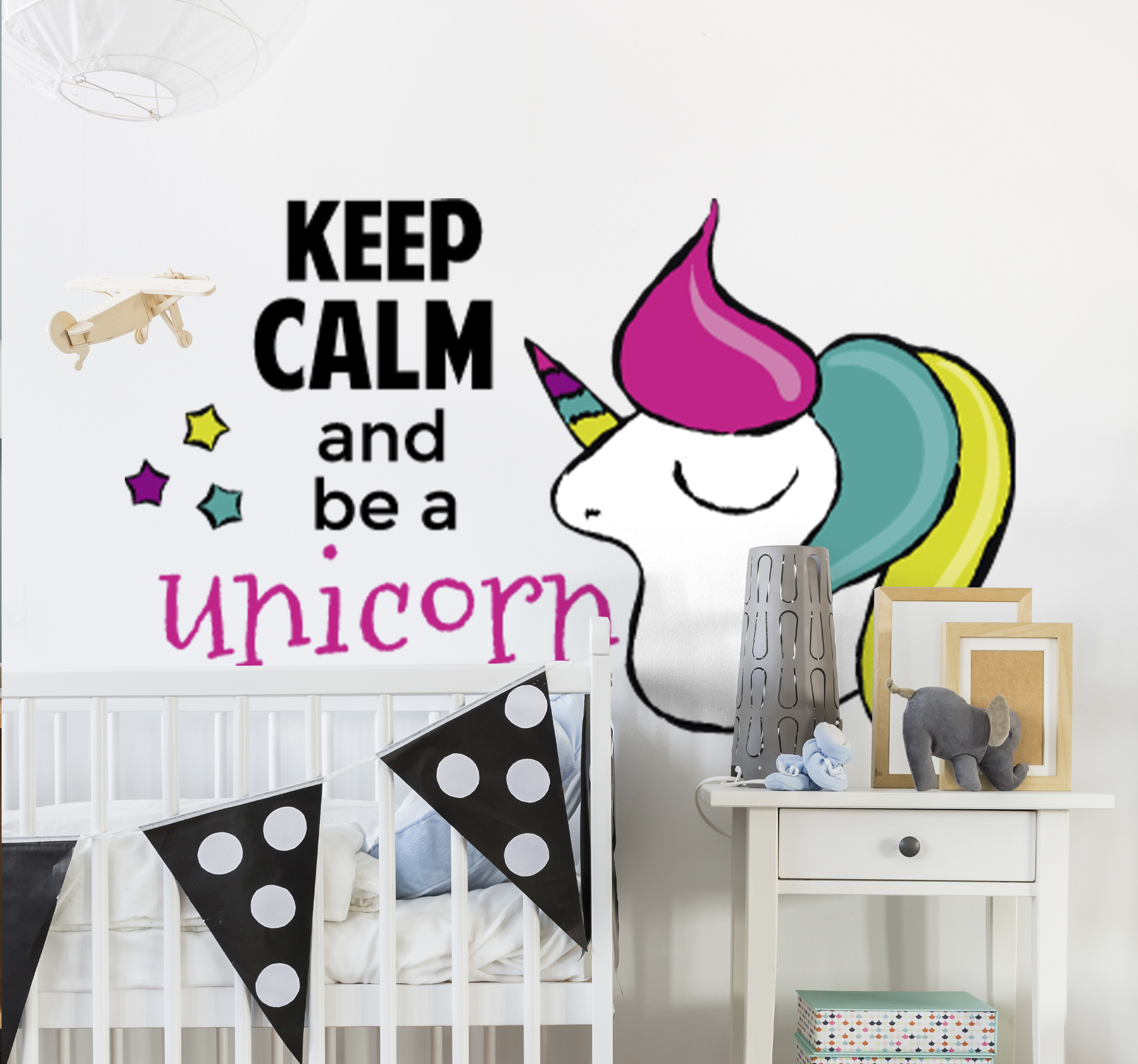 Tenstickers Muursticker eenhoorn keep calm