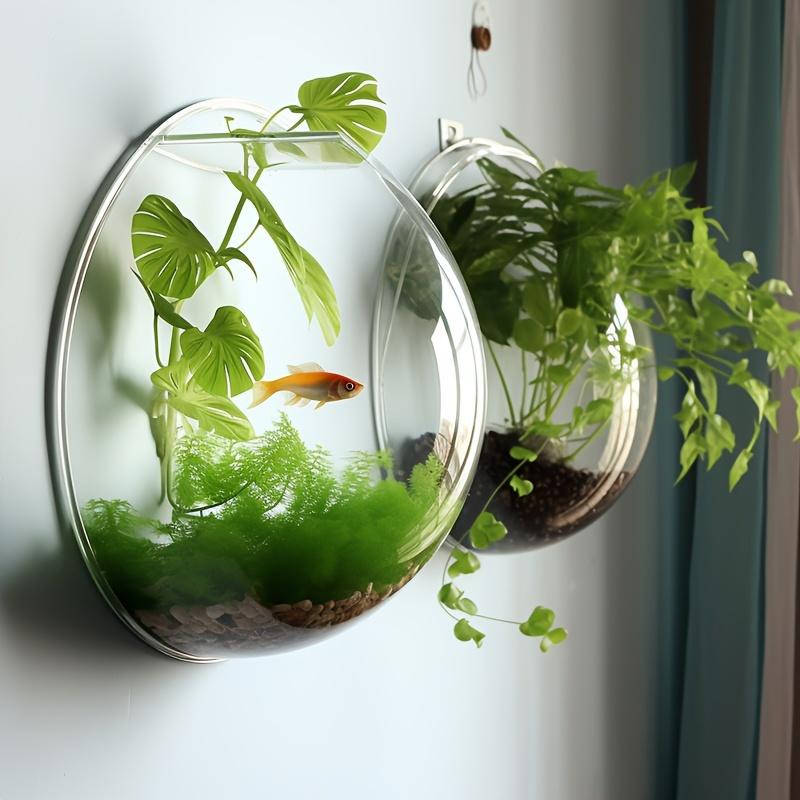 ZEKS Klassieke ronde, geometrische plastic wandvaas met plantenstandaard - binnen- en buitendecoratie voor groene planten en bloemen, vissenkom
