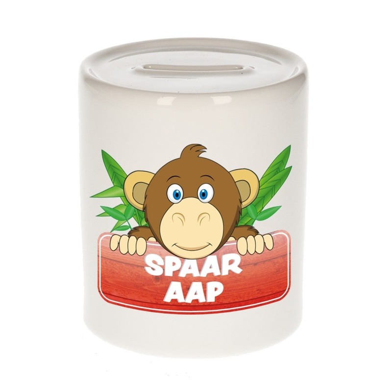 Bellatio Decorations Kinder spaarpot met apen print 9 cm -