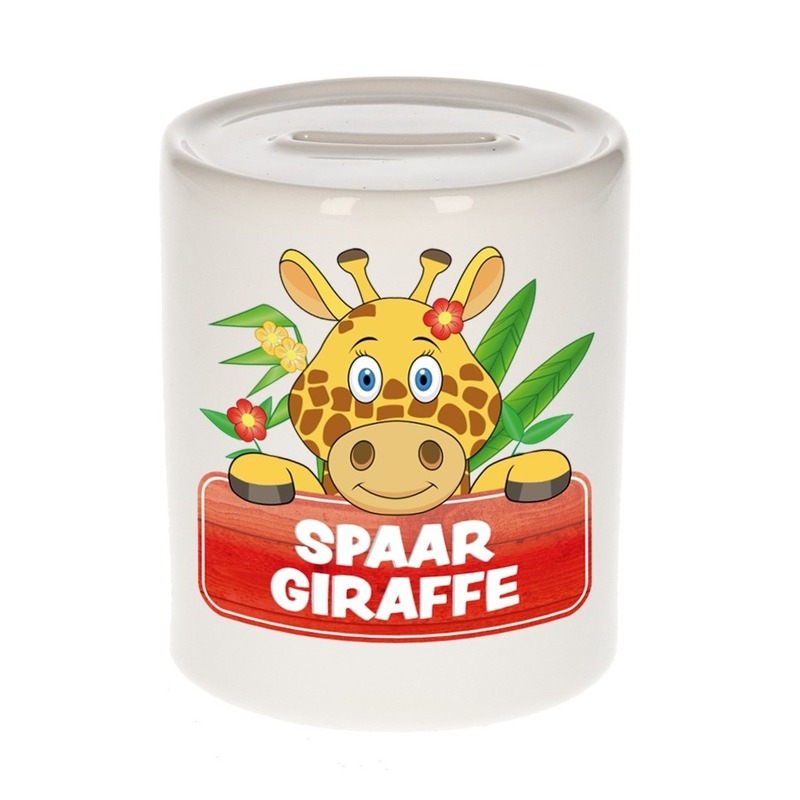 Bellatio Decorations Kinder spaarpot met giraffe print 9 cm -
