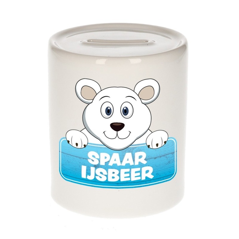 Bellatio Decorations Kinder spaarpot met ijsberen print 9 cm -