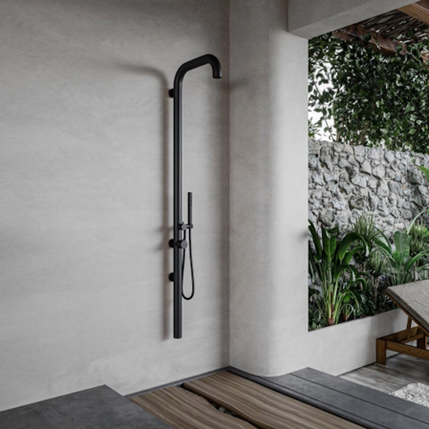 Fortifura Buitendouche  Outdoor Original Wandmodel Met Handdouche Mat Zwart 