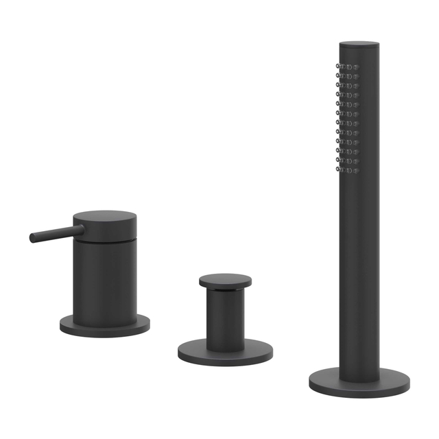 Ivy Bond Badrandcombinatie - 3-weg - mengkraan - uittrekbare handdouche - zonder uitloop - Mat zwart PED 6301132