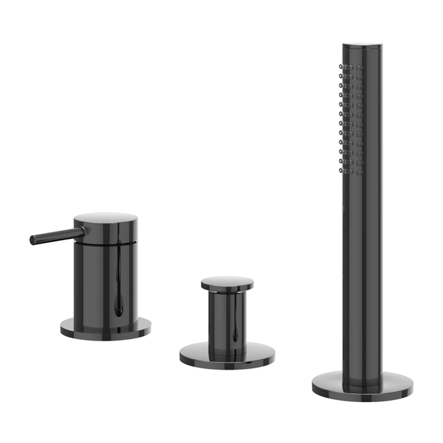 Ivy Bond Badrandcombinatie - 3-weg - mengkraan - uittrekbare handdouche - zonder uitloop - Zwart chroom PVD 6301137