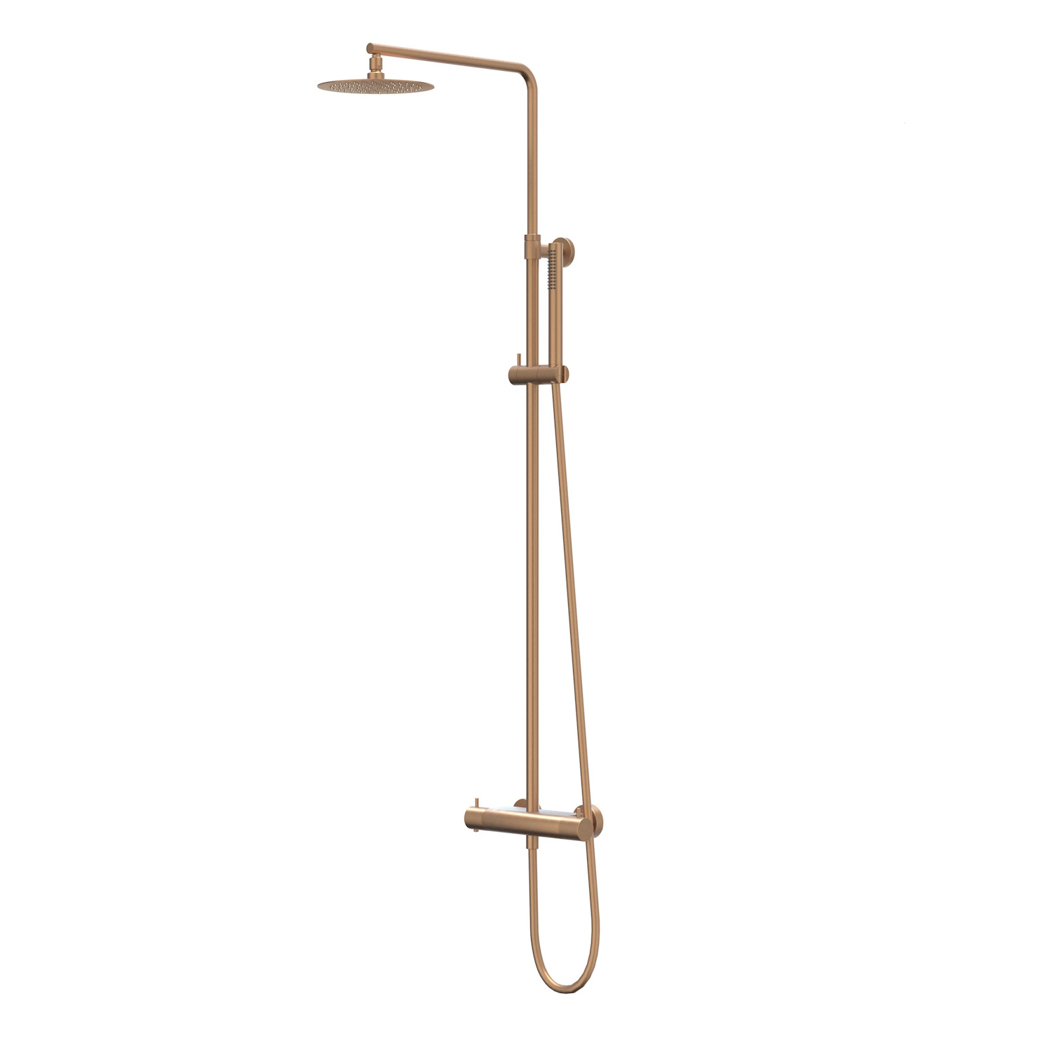 IVY Regendoucheset  Bond Opbouw Thermostatisch 30 cm Slim Staaf Handdouche Geborsteld Mat Koper PVD