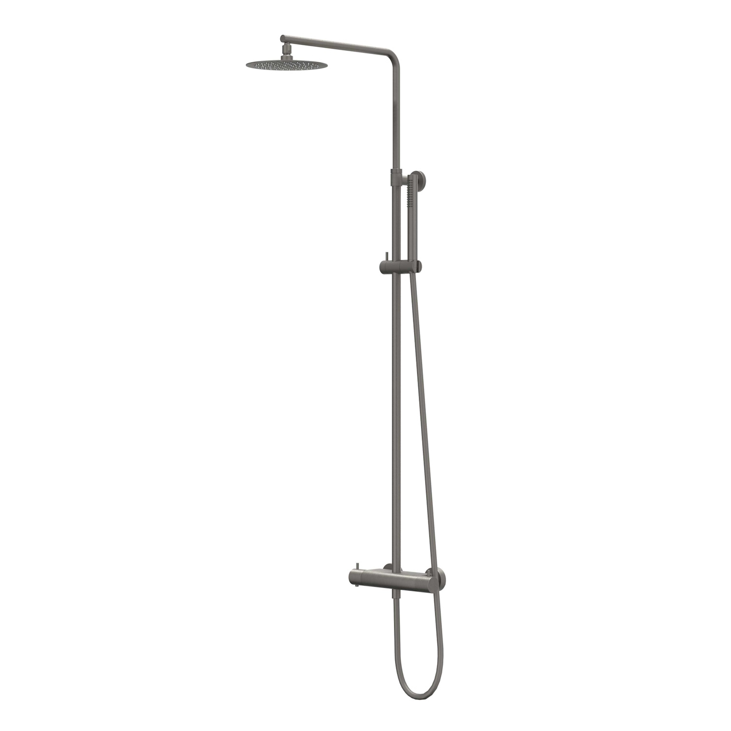 IVY Regendoucheset  Bond Opbouw Thermostatisch 30 cm Slim Staaf Handdouche Geborsteld Metal Black PVD