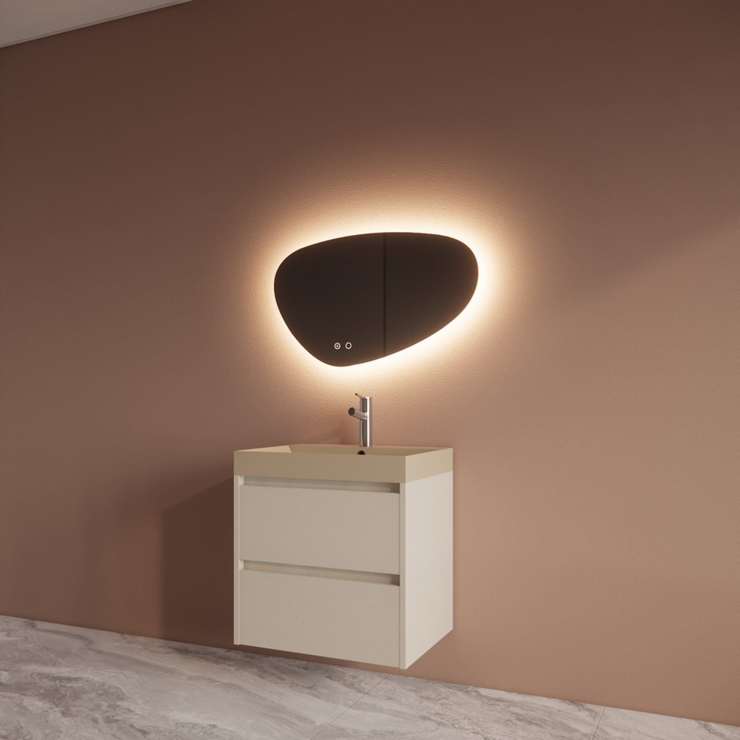 Boss & Wessing Badmeubelset BWS Riga Met Lako Wastafel Cappuccino 60 cm Kasjmier 