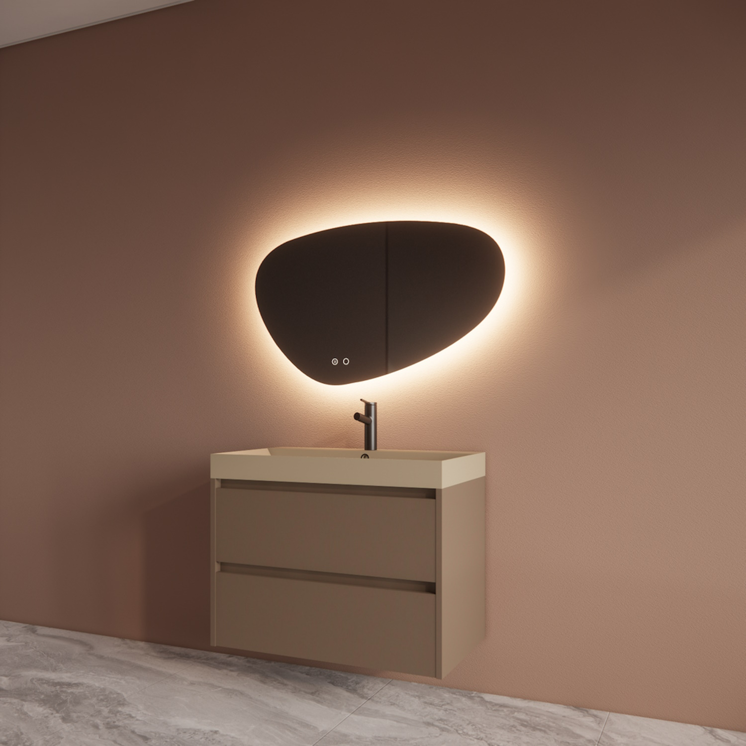 Boss & Wessing Badmeubelset BWS Riga Met Lako Wastafel Cappuccino 80 cm Latte 