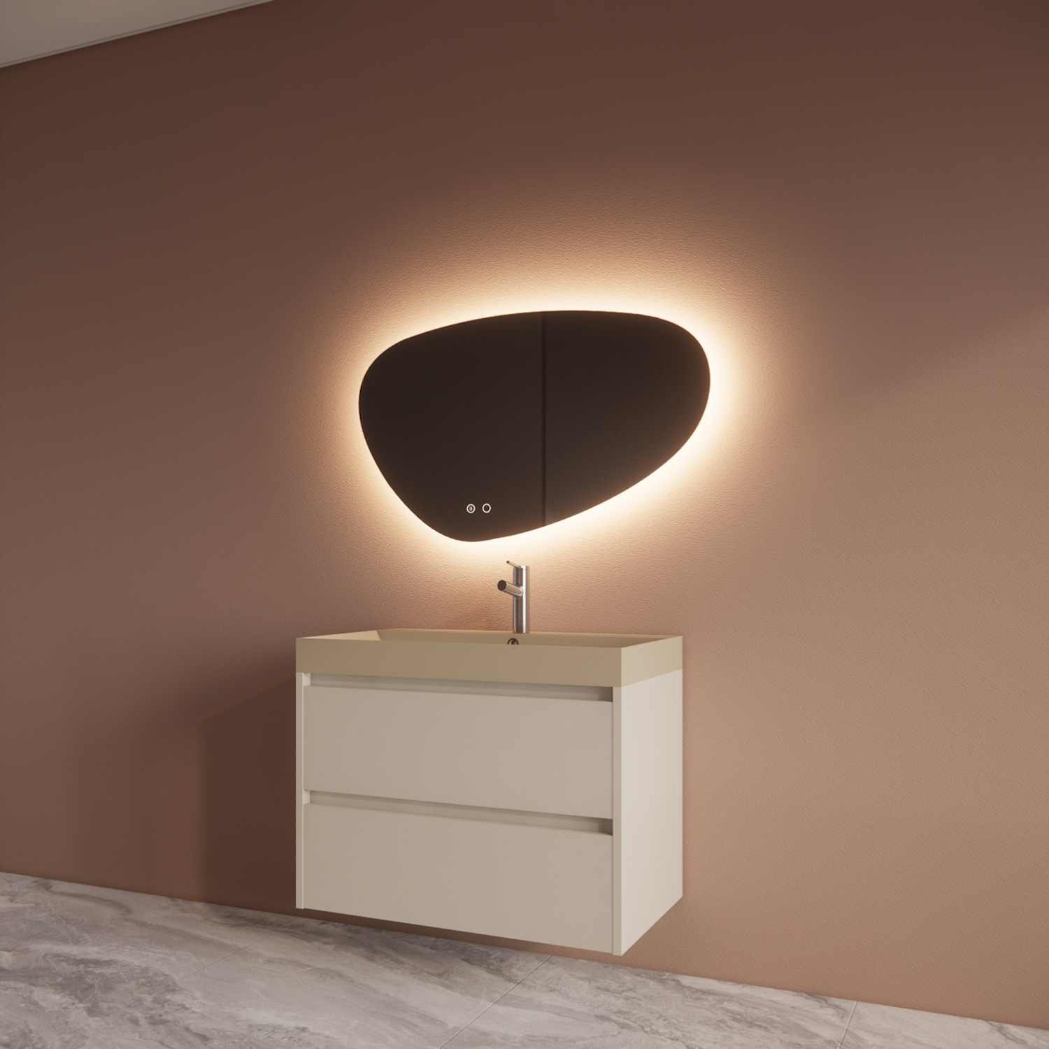 Boss & Wessing Badmeubelset BWS Riga Met Lako Wastafel Cappuccino 80 cm Kasjmier 