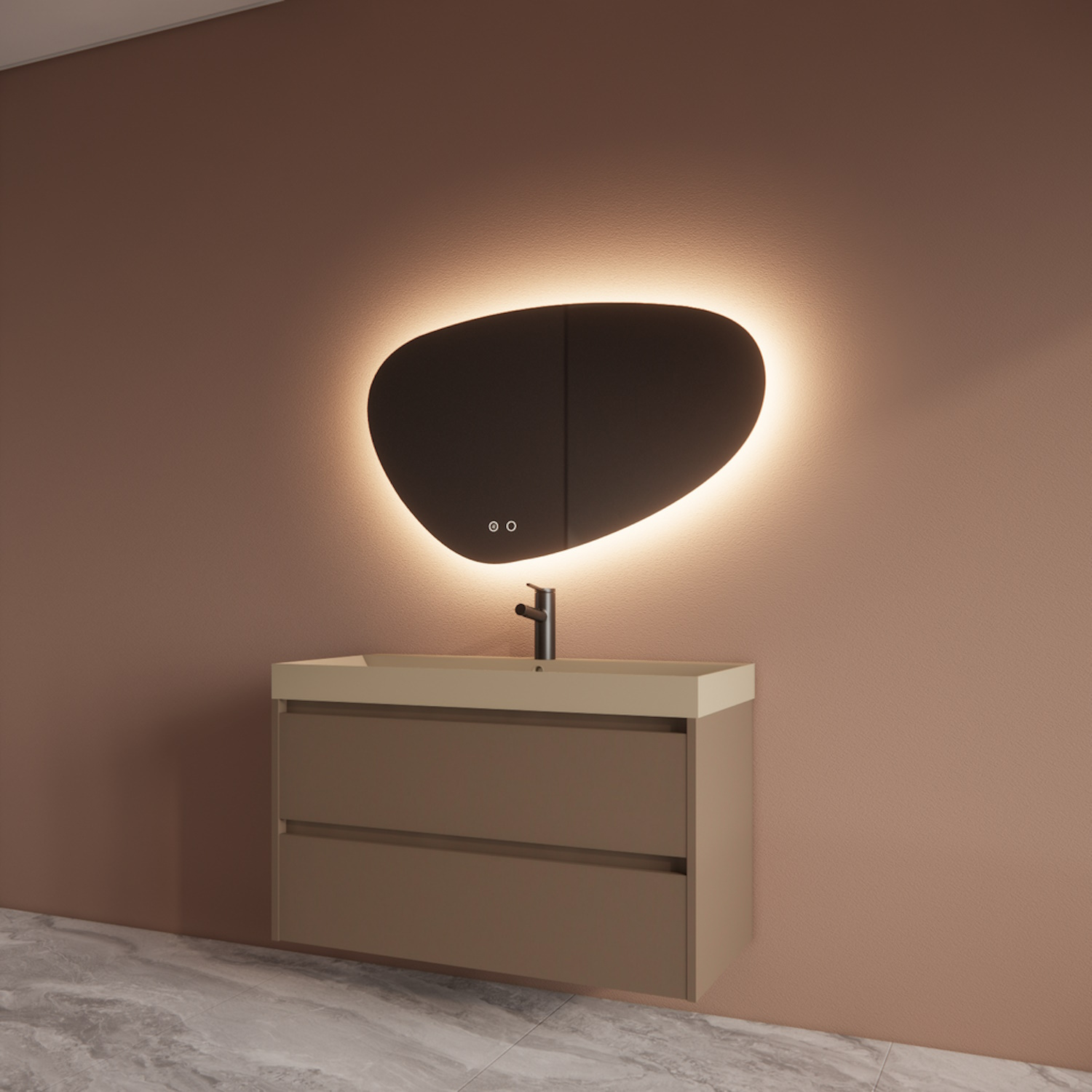 Boss & Wessing Badmeubelset BWS Riga Met Lako Wastafel Cappuccino 100 cm Latte 