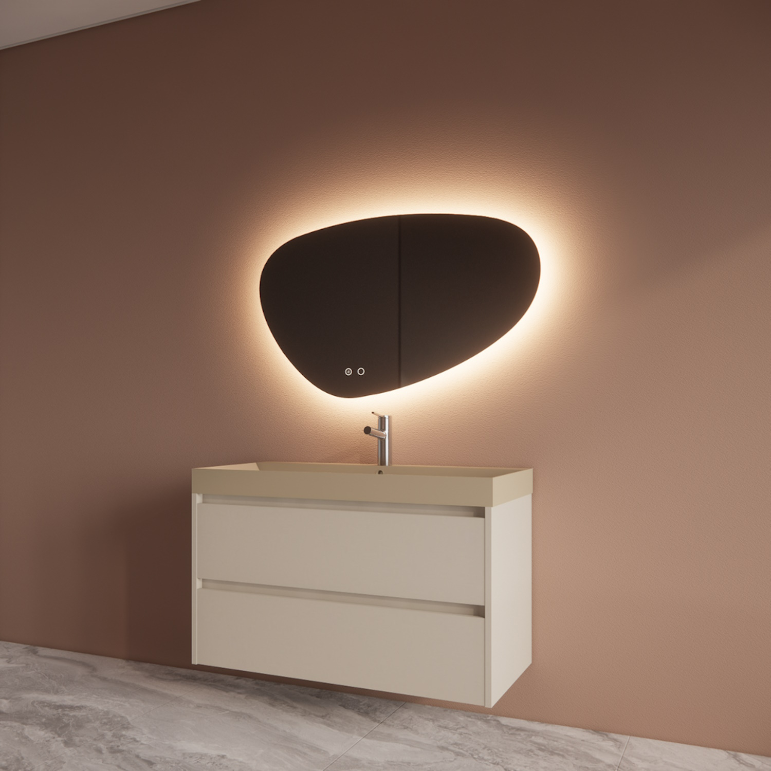 Boss & Wessing Badmeubelset BWS Riga Met Lako Wastafel Cappuccino 100 cm Kasjmier 