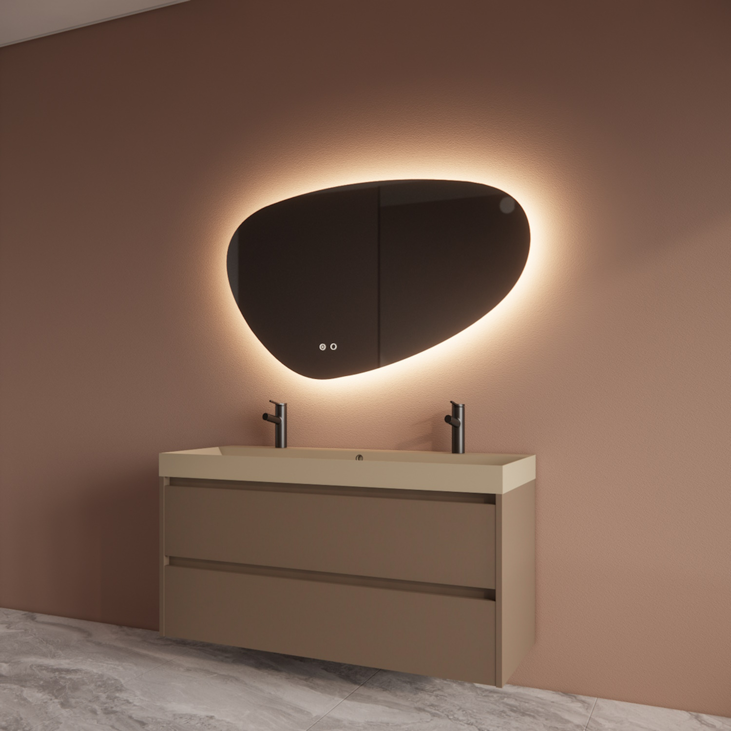 Boss & Wessing Badmeubelset BWS Riga Met Lako Wastafel Cappuccino 120 cm Latte 