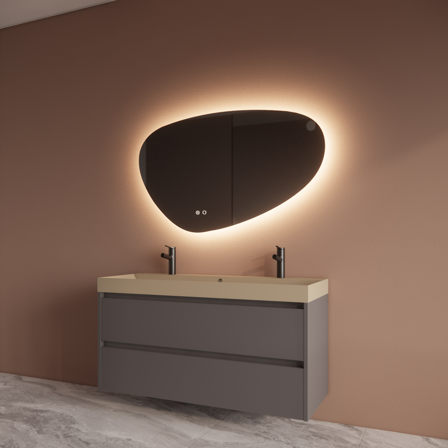 Boss & Wessing Badmeubelset BWS Riga Met Lako Wastafel Cappuccino 120 cm Leigrijs 
