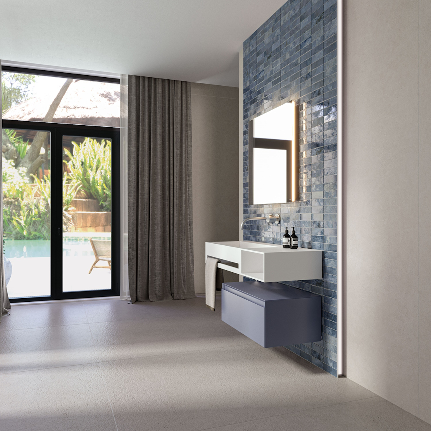 Cifre Ceramica Vloertegel Borneo 120x280 cm Betonlook Mat Wit - Vloertegel Borneo 120x280 cm Betonlook Mat Wit (prijs Per Tegel)