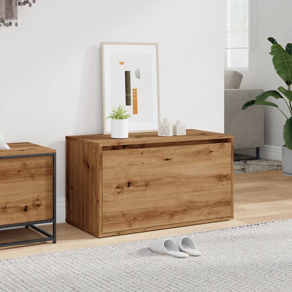 vidaXL Halbankje 80x40x45 cm bewerkt hout artisanaal eikenkleur