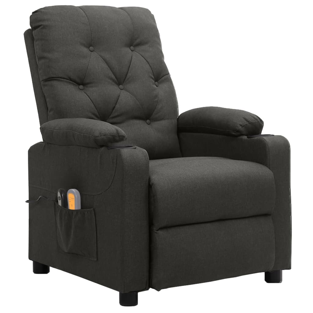 vidaXL Massagestoel elektrisch stof donkergrijs