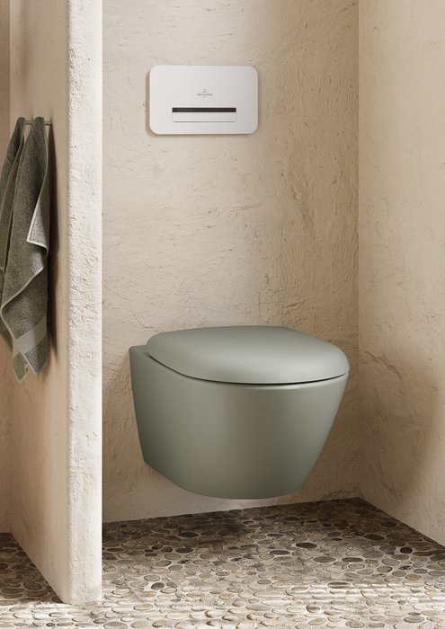 Villeroy & Boch Antao randloos toilet CeramicPlus met TwistFlush saliegroen