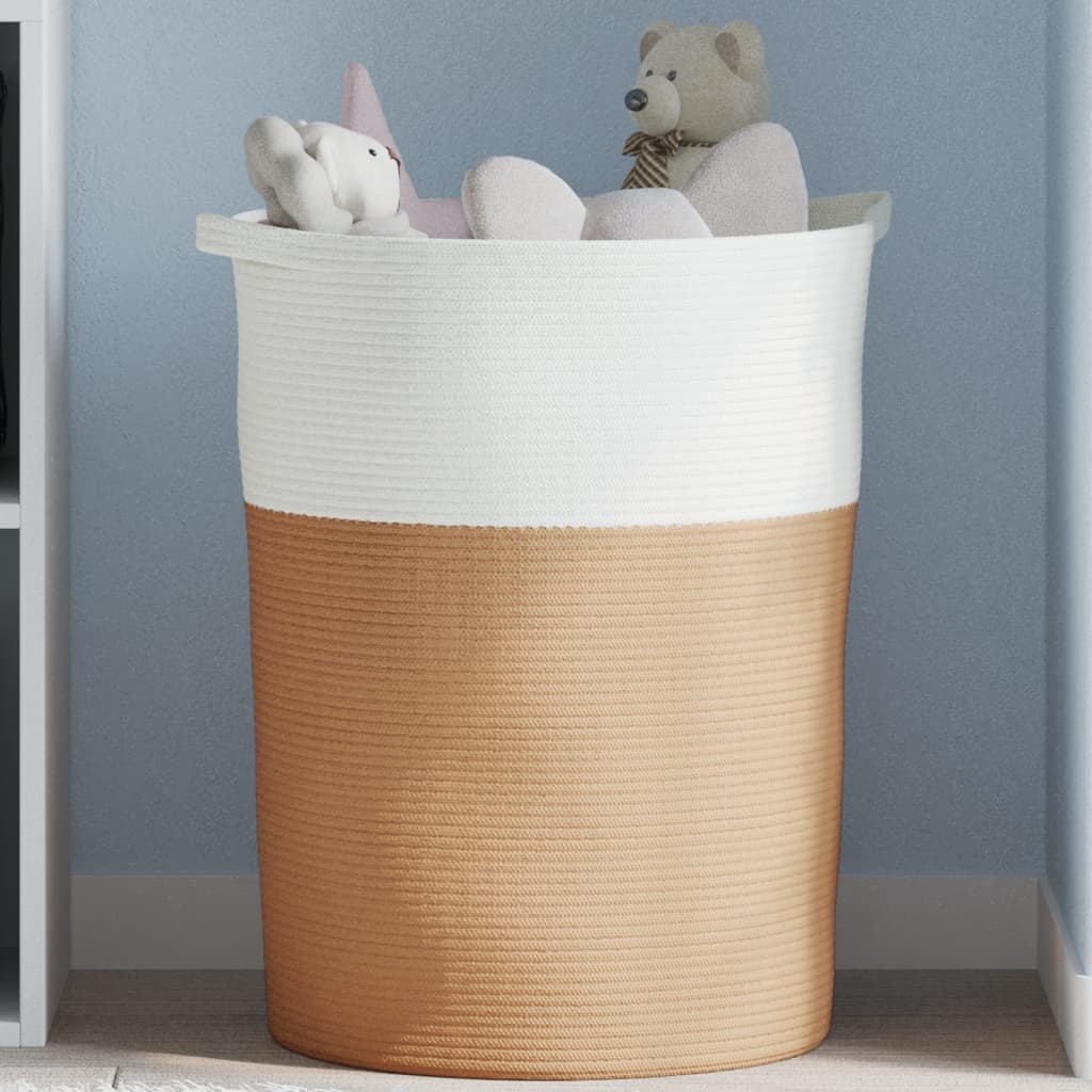 VidaXL Opbergmand Ø 49x65 cm katoen bruin en wit